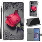 Voltage Coloured Drawing Magnetic Clasp Horizontal Flip PU Leather Case with Holder & Card Slots For Huawei P50(C14 Black Water Drop Rose) - 1
