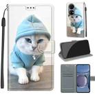 Voltage Coloured Drawing Magnetic Clasp Horizontal Flip PU Leather Case with Holder & Card Slots For Huawei P50(C15 Blue Sweater White Cat) - 1