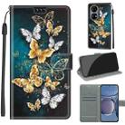 Voltage Coloured Drawing Magnetic Clasp Horizontal Flip PU Leather Case with Holder & Card Slots For Huawei P50(C20 Gold Silver Flying Butterflies) - 1