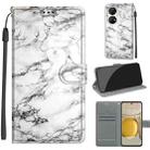 Voltage Coloured Drawing Magnetic Clasp Horizontal Flip PU Leather Case with Holder & Card Slots For Huawei P50 Pro(C01 White Marble) - 1