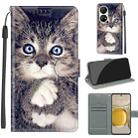 Voltage Coloured Drawing Magnetic Clasp Horizontal Flip PU Leather Case with Holder & Card Slots For Huawei P50 Pro(C02 Fork Hand White Claw Cat) - 1