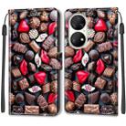 Voltage Coloured Drawing Magnetic Clasp Horizontal Flip PU Leather Case with Holder & Card Slots For Huawei P50 Pro(C06 Red Lip Chocolate) - 2