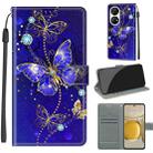 Voltage Coloured Drawing Magnetic Clasp Horizontal Flip PU Leather Case with Holder & Card Slots For Huawei P50 Pro(C11 Blue Golden Chain Butterflies) - 1