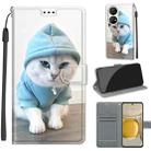 Voltage Coloured Drawing Magnetic Clasp Horizontal Flip PU Leather Case with Holder & Card Slots For Huawei P50 Pro(C15 Blue Sweater White Cat) - 1