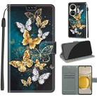 Voltage Coloured Drawing Magnetic Clasp Horizontal Flip PU Leather Case with Holder & Card Slots For Huawei P50 Pro(C20 Gold Silver Flying Butterflies) - 1