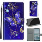 Voltage Coloured Drawing Magnetic Clasp Horizontal Flip PU Leather Case with Holder & Card Slots For Nokia G20 / G10 / 6.3(C11 Blue Golden Chain Butterflies) - 1