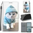 Voltage Coloured Drawing Magnetic Clasp Horizontal Flip PU Leather Case with Holder & Card Slots For Nokia G20 / G10 / 6.3(C15 Blue Sweater White Cat) - 1