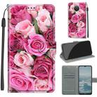 Voltage Coloured Drawing Magnetic Clasp Horizontal Flip PU Leather Case with Holder & Card Slots For Nokia G20 / G10 / 6.3(C17 Green Leaf Pink Rose) - 1