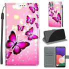 Voltage Coloured Drawing Magnetic Clasp Horizontal Flip PU Leather Case with Holder & Card Slots For Samsung Galaxy A22 5G(C03 Gradient Pink Flying Butterflies) - 1
