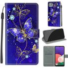 Voltage Coloured Drawing Magnetic Clasp Horizontal Flip PU Leather Case with Holder & Card Slots For Samsung Galaxy A22 5G(C11 Blue Golden Chain Butterflies) - 1