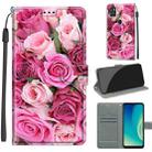 Voltage Coloured Drawing Magnetic Clasp Horizontal Flip PU Leather Case with Holder & Card Slots For ZTE Blade A7s 2020(C17 Green Leaf Pink Rose) - 1