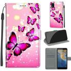 Voltage Coloured Drawing Magnetic Clasp Horizontal Flip PU Leather Case with Holder & Card Slots For ZTE Blade A31(C03 Gradient Pink Flying Butterflies) - 1