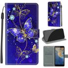 Voltage Coloured Drawing Magnetic Clasp Horizontal Flip PU Leather Case with Holder & Card Slots For ZTE Blade A31(C11 Blue Golden Chain Butterflies) - 1