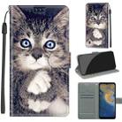 Voltage Coloured Drawing Magnetic Clasp Horizontal Flip PU Leather Case with Holder & Card Slots For ZTE Blade A51(C02 Fork Hand White Claw Cat) - 1