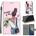 Voltage Coloured Drawing Magnetic Clasp Horizontal Flip PU Leather Case with Holder & Card Slots For ZTE Blade A51(C09 Hug Flower) - 1