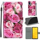 Voltage Coloured Drawing Magnetic Clasp Horizontal Flip PU Leather Case with Holder & Card Slots For ZTE Blade A71(C17 Green Leaf Pink Rose) - 1