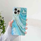 Marble Pattern Soft TPU Straight-Edge Protective Case For iPhone 13(Shining Green) - 1