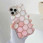 Dual-side Laminating Electroplating Honeycomb TPU Protective Case For iPhone 13(Pink White) - 1