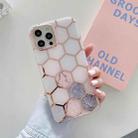 Dual-side Laminating Electroplating Honeycomb TPU Protective Case For iPhone 13 Pro(Grey Pink) - 1