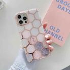 Dual-side Laminating Electroplating Honeycomb TPU Protective Case For iPhone 13 Pro Max(Grey Pink) - 1