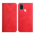 For Samsung Galaxy A21s Diamond Pattern Splicing Skin Feel Magnetic Horizontal Flip Leather Case with Card Slots & Holder & Wallet(Red) - 1