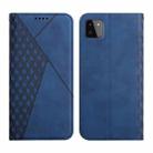 For Samsung Galaxy A22 5G Diamond Pattern Splicing Skin Feel Magnetic Horizontal Flip Leather Case with Card Slots & Holder & Wallet(Blue) - 1