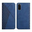 For Samsung Galaxy S20 Diamond Pattern Splicing Skin Feel Magnetic Horizontal Flip Leather Case with Card Slots & Holder & Wallet(Blue) - 1