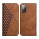 For Samsung Galaxy S20 FE Diamond Pattern Splicing Skin Feel Magnetic Horizontal Flip Leather Case with Card Slots & Holder & Wallet(Brown) - 1