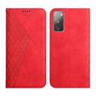 For Samsung Galaxy S20 FE Diamond Pattern Splicing Skin Feel Magnetic Horizontal Flip Leather Case with Card Slots & Holder & Wallet(Red) - 1