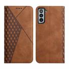 For Samsung Galaxy S21 5G Diamond Pattern Splicing Skin Feel Magnetic Horizontal Flip Leather Case with Card Slots & Holder & Wallet(Brown) - 1