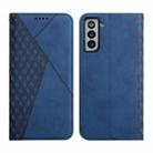 For Samsung Galaxy S21 5G Diamond Pattern Splicing Skin Feel Magnetic Horizontal Flip Leather Case with Card Slots & Holder & Wallet(Blue) - 1