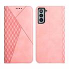 For Samsung Galaxy S21 5G Diamond Pattern Splicing Skin Feel Magnetic Horizontal Flip Leather Case with Card Slots & Holder & Wallet(Rose Gold) - 1