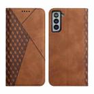 For Samsung Galaxy S21+ 5G Diamond Pattern Splicing Skin Feel Magnetic Horizontal Flip Leather Case with Card Slots & Holder & Wallet(Brown) - 1