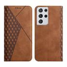 For Samsung Galaxy S21 Ultra 5G Diamond Pattern Splicing Skin Feel Magnetic Horizontal Flip Leather Case with Card Slots & Holder & Wallet(Brown) - 1