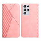 For Samsung Galaxy S21 Ultra 5G Diamond Pattern Splicing Skin Feel Magnetic Horizontal Flip Leather Case with Card Slots & Holder & Wallet(Rose Gold) - 1