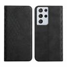 For Samsung Galaxy S21 Ultra 5G Diamond Pattern Splicing Skin Feel Magnetic Horizontal Flip Leather Case with Card Slots & Holder & Wallet(Black) - 1