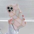 Dual-side Laminating Electroplating Stitching Marble TPU Protective Case For iPhone 13(Pink Grey) - 1