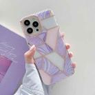 Dual-side Laminating Electroplating Stitching Marble TPU Protective Case For iPhone 13 Pro Max(Purple Pink) - 1