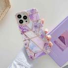 Dual-side Laminating Electroplating Stitching Flower TPU Protective Case For iPhone 13(Purple) - 1