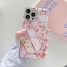 Dual-side Laminating Electroplating Stitching Flower TPU Protective Case For iPhone 13(Pink) - 1