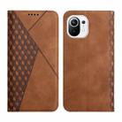 For Xiaomi Mi 11 Lite Diamond Pattern Splicing Skin Feel Magnetic Horizontal Flip Leather Case with Card Slots & Holder & Wallet(Brown) - 1