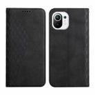 For Xiaomi Mi 11 Lite Diamond Pattern Splicing Skin Feel Magnetic Horizontal Flip Leather Case with Card Slots & Holder & Wallet(Black) - 1