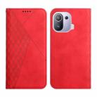 For Xiaomi Mi 11 Pro Diamond Pattern Splicing Skin Feel Magnetic Horizontal Flip Leather Case with Card Slots & Holder & Wallet(Red) - 1