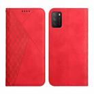 For Xiaomi Poco M3 / Redmi 9T Diamond Pattern Splicing Skin Feel Magnetic Horizontal Flip Leather Case with Card Slots & Holder & Wallet(Red) - 1