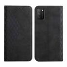 For Xiaomi Poco M3 / Redmi 9T Diamond Pattern Splicing Skin Feel Magnetic Horizontal Flip Leather Case with Card Slots & Holder & Wallet(Black) - 1