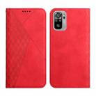 For Xiaomi Redmi Note 10 4G Diamond Pattern Splicing Skin Feel Magnetic Horizontal Flip Leather Case with Card Slots & Holder & Wallet(Red) - 1