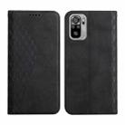 For Xiaomi Redmi Note 10 4G Diamond Pattern Splicing Skin Feel Magnetic Horizontal Flip Leather Case with Card Slots & Holder & Wallet(Black) - 1