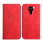 For Xiaomi Redmi Note 9 Diamond Pattern Splicing Skin Feel Magnetic Horizontal Flip Leather Case with Card Slots & Holder & Wallet(Red) - 1