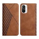 For Xiaomi Redmi K40 Diamond Pattern Splicing Skin Feel Magnetic Horizontal Flip Leather Case with Card Slots & Holder & Wallet(Brown) - 1