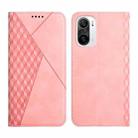 For Xiaomi Redmi K40 Diamond Pattern Splicing Skin Feel Magnetic Horizontal Flip Leather Case with Card Slots & Holder & Wallet(Rose Gold) - 1